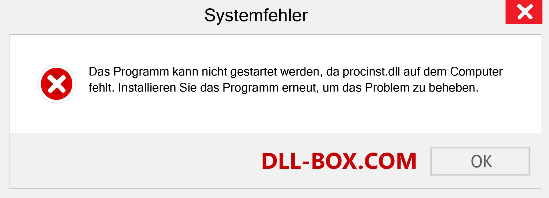 procinst.dll-Datei fehlt?. Download für Windows 7, 8, 10 - Fix procinst dll Missing Error unter Windows, Fotos, Bildern